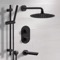 Matte Black Thermostatic Tub and Shower Faucet Set with Rain Shower Head and Hand Shower